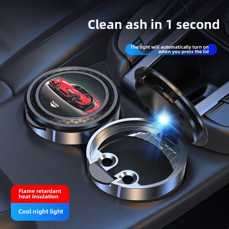 Car Ashtray Supplier - OEM Custom Logo LED Light Portable Ashtray