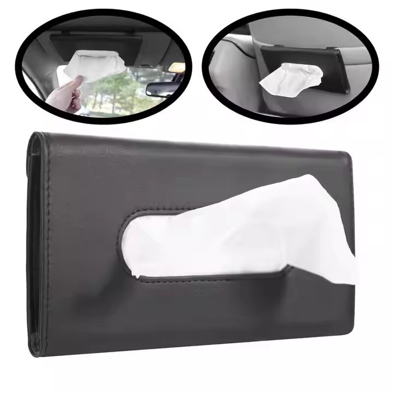 Leather Tissue Box Factory - OEM Car Sun Visor Holder Mask Storage Box