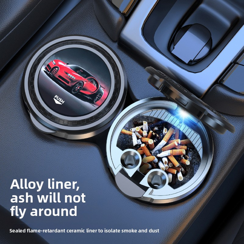 Car Ashtray Supplier - OEM Custom Logo LED Light Portable Ashtray