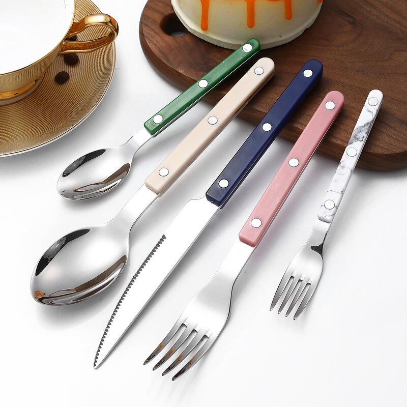 Stainless Steel Flatware Supplier - OEM Rivet Clip Handle Steak Knife Set