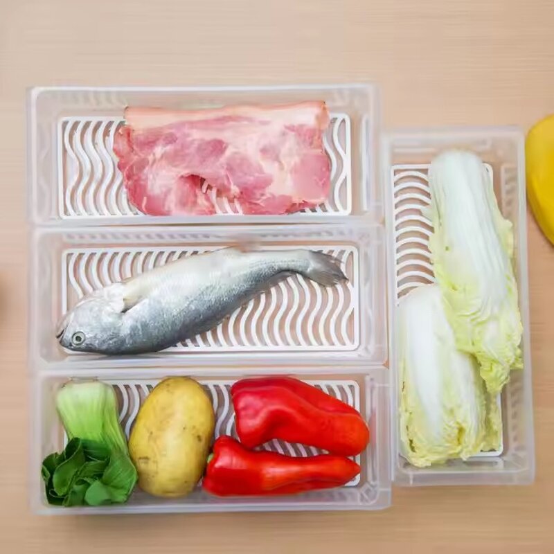 Food Storage Box Factory - OEM Removable Drain Plate Fridge Organizer