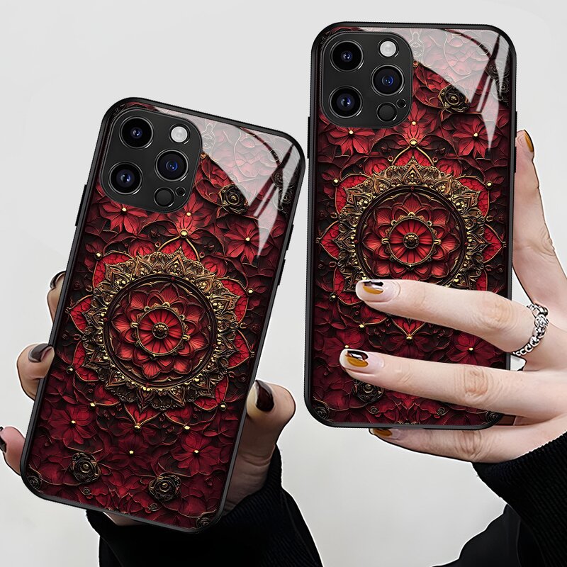 iPhone Phone Case Manufacturer - OEM Wholesale Courtly Flower Tempered Glass