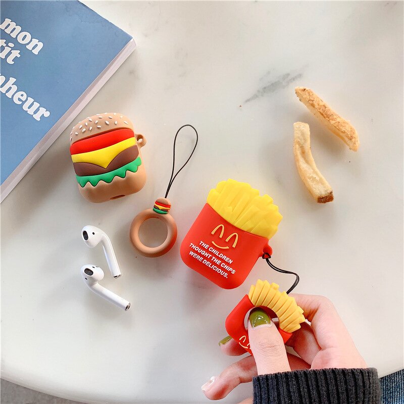 AirPods Case Factory - OEM 3D Hamburger Fries Design Finger Ring