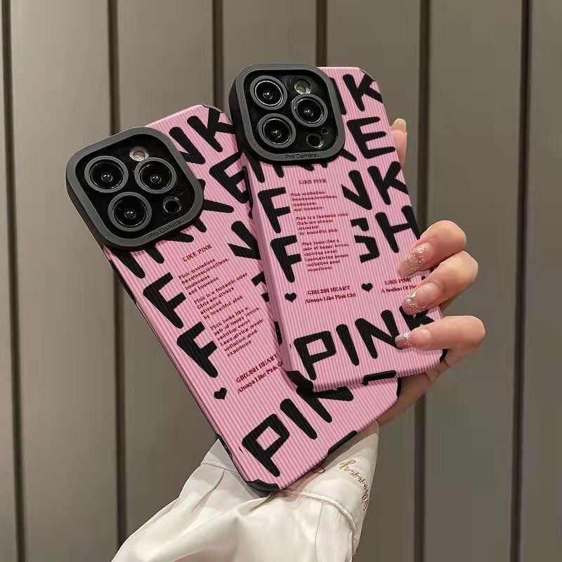 iPhone Case Factory - OEM Wholesale Pink Letters Girls PU Cover