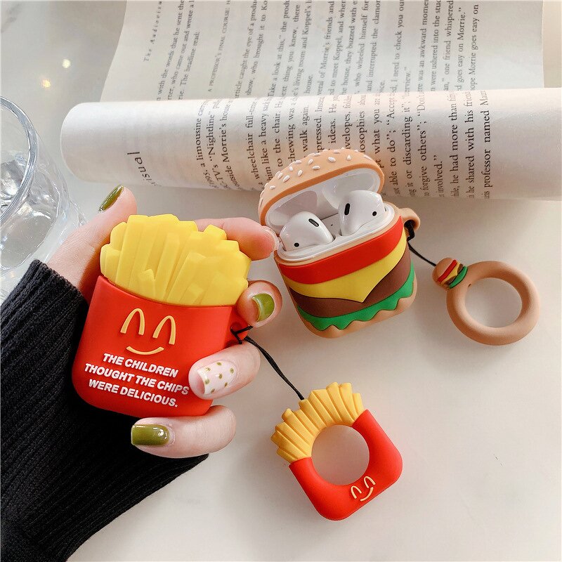AirPods Case Factory - OEM 3D Hamburger Fries Design Finger Ring
