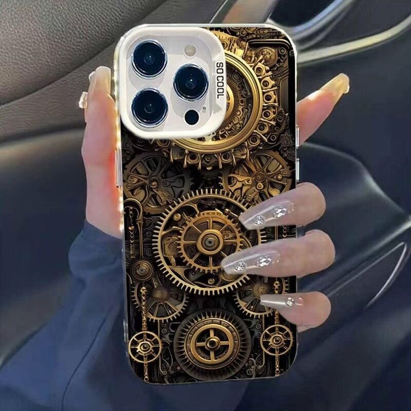 iPhone Case Factory - OEM Wholesale Gold Mechanical Gear Design