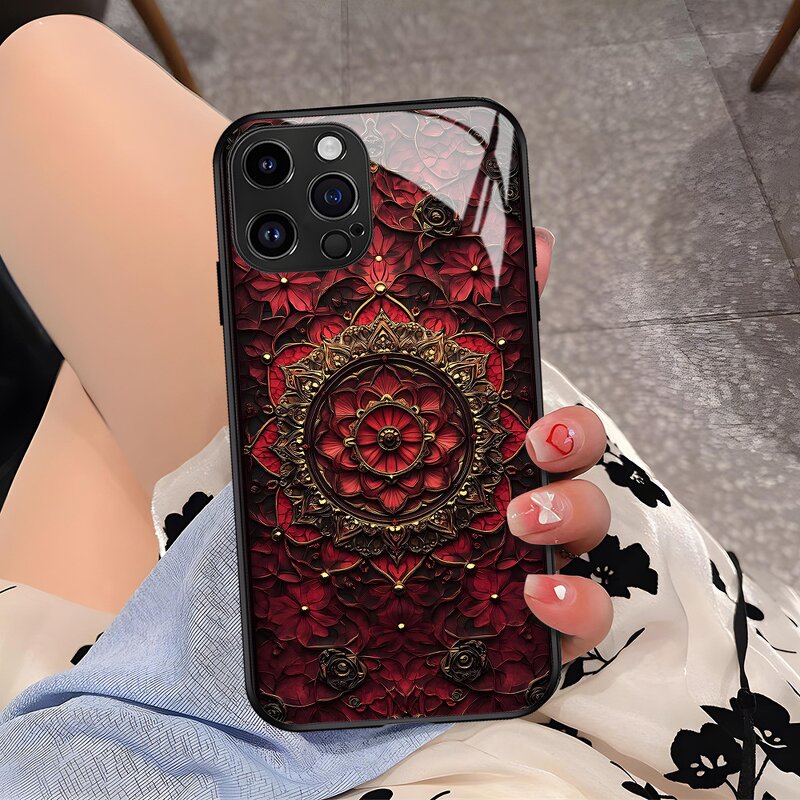 iPhone Phone Case Manufacturer - OEM Wholesale Courtly Flower Tempered Glass