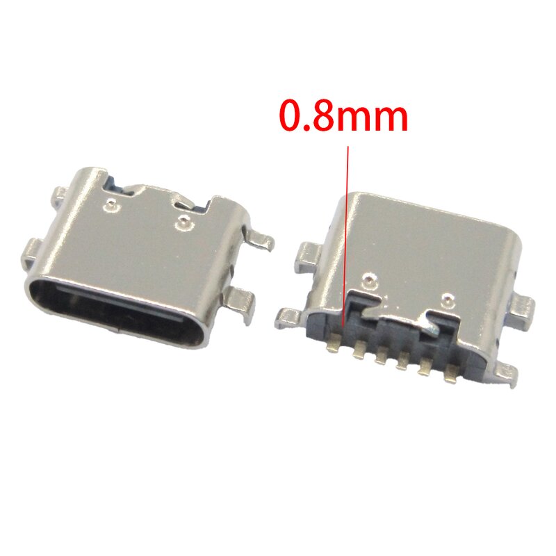 Type-C Socket Factory - OEM 6pin 0.8mm Through Board Solder