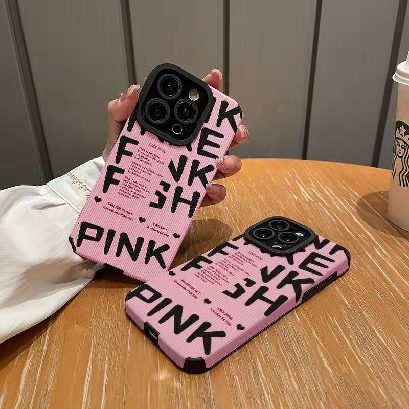 iPhone Case Factory - OEM Wholesale Pink Letters Girls PU Cover