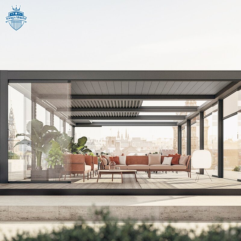 Modern Waterproof Louver Roof Manufacturer - OEM Pergola Gazebo Garden Bioclimatic