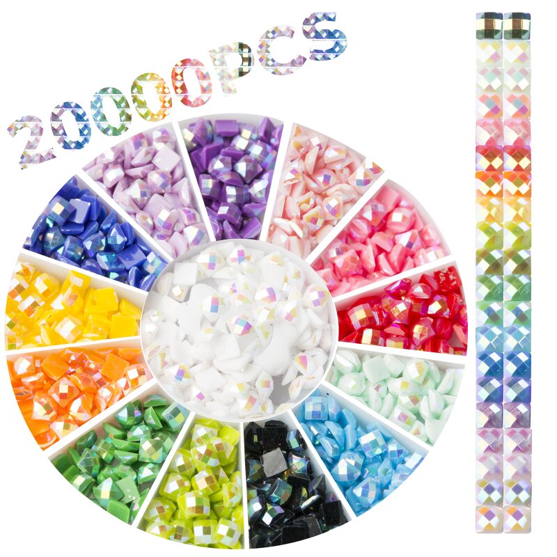 Rhinestones Beads Factory - OEM 1000pcs 20 Colors AB Square