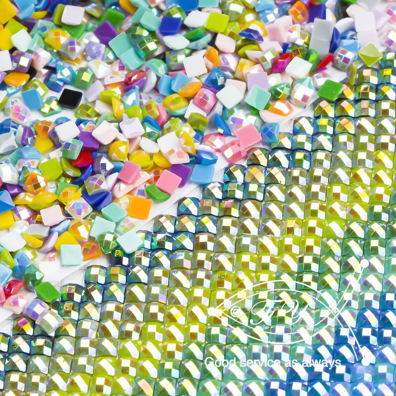 Rhinestones Beads Factory - OEM 1000pcs 20 Colors AB Square