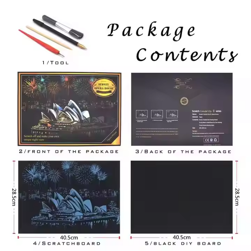 Scratch Art Paper Set Factory - OEM Magic Scratch Off Kids Craft