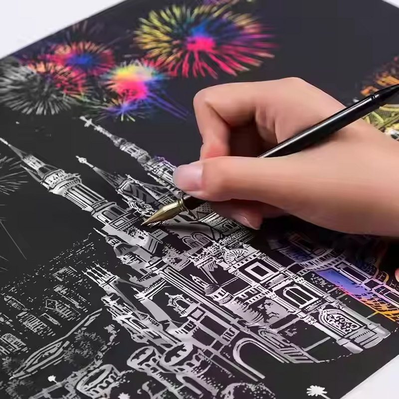 Scratch Art Paper Set Factory - OEM Magic Scratch Off Kids Craft