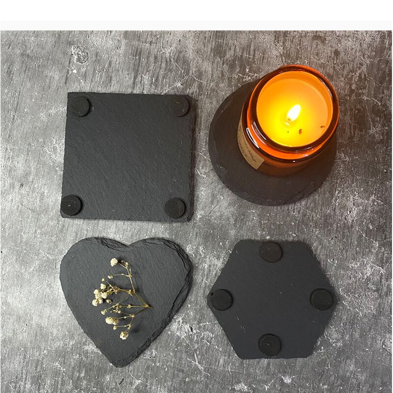 Slate Coasters Supplier - OEM Black Natural Rock Stone Whisky Coaster