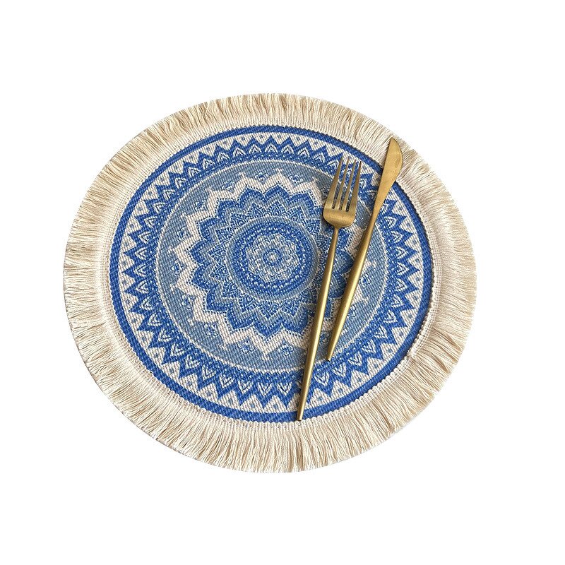 Cotton Placemat Supplier - OEM Mandala Round Bohemian Tassel Pad Dining