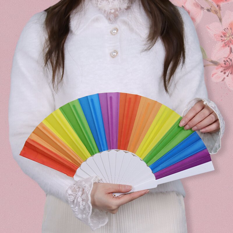 Rainbow Hand Fan Supplier - OEM Party Folding 7 Inch Portable Clack Fan