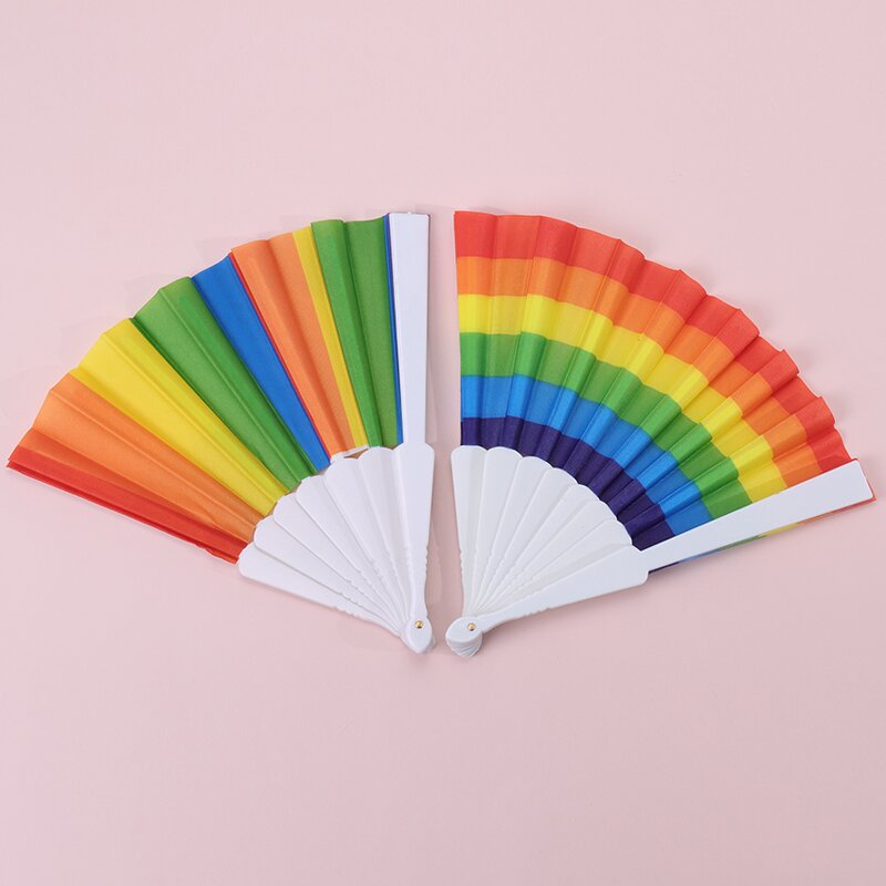 Rainbow Hand Fan Supplier - OEM Party Folding 7 Inch Portable Clack Fan
