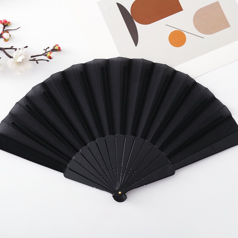 Hand Fan Factory - OEM Customizable Logo Plastic Cloth Folding Fan