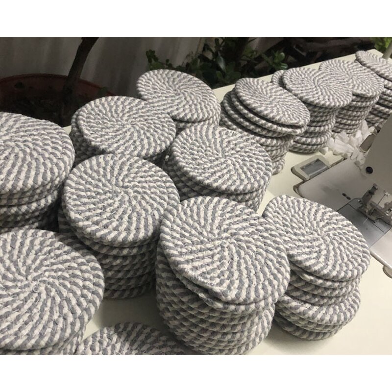 Cotton Rope Coasters Supplier - OEM 6pcs Handmade Braided Coaster Set