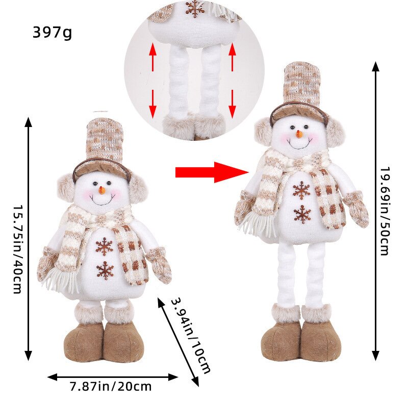 Santa Snowman Doll Supplier - OEM Christmas Adjustable Extendable Plush Doll