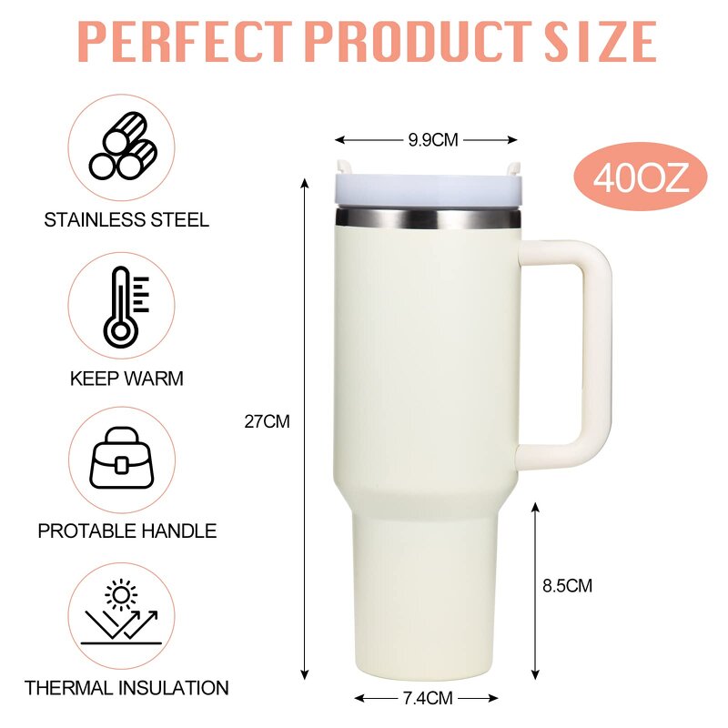 Tumbler with Handle Manufacturer - OEM 40oz Sublimation Lid Insulated Travel Mug