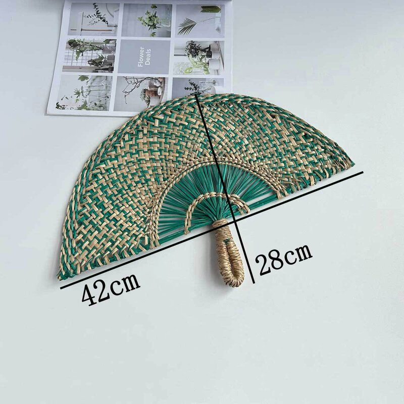 Straw Fan Manufacturer - OEM Hand-woven Decorative Semicircular Cooling Fan