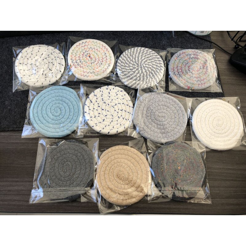 Cotton Rope Coasters Supplier - OEM 6pcs Handmade Braided Coaster Set