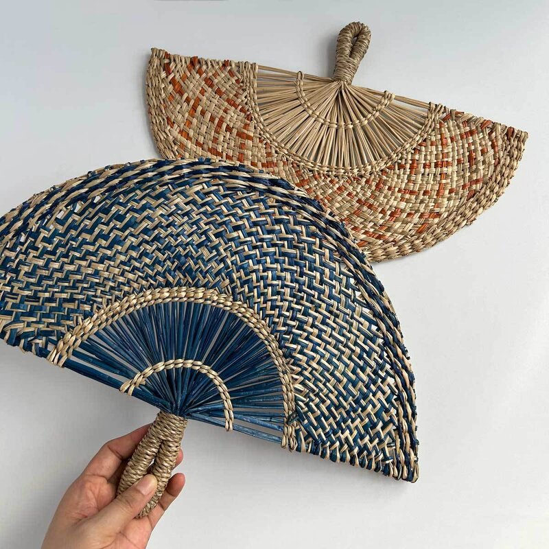 Straw Fan Manufacturer - OEM Hand-woven Decorative Semicircular Cooling Fan