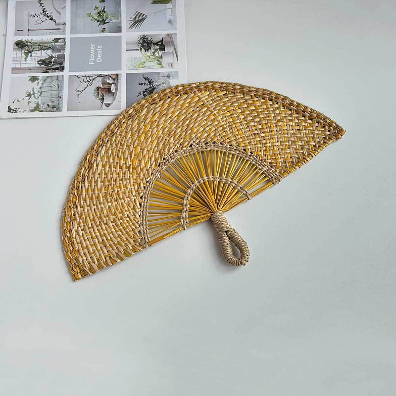 Straw Fan Manufacturer - OEM Hand-woven Decorative Semicircular Cooling Fan