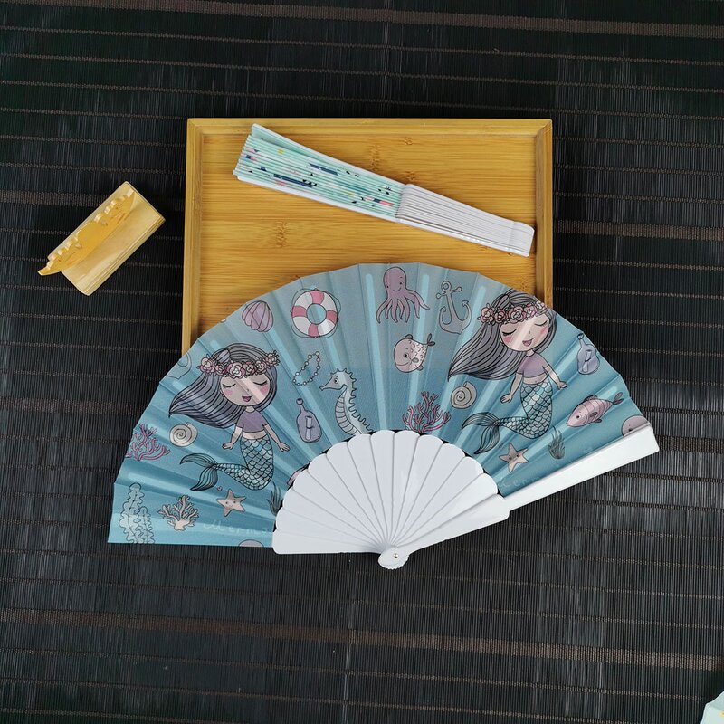 Hand Fan Factory - OEM Customizable Logo Plastic Cloth Folding Fan