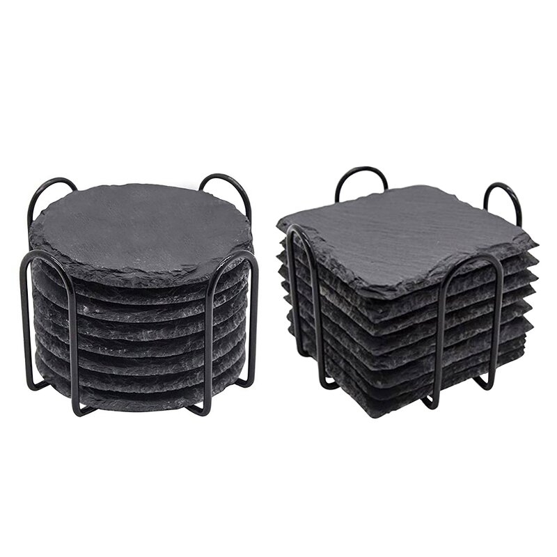 Slate Coasters Supplier - OEM Black Natural Rock Stone Whisky Coaster