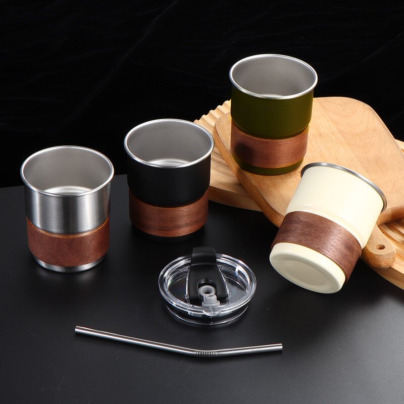 Camping Mug Supplier - OEM 300ml Anti-Scalding Wood Cover Lid Travel Cup