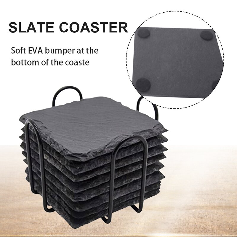 Slate Coasters Supplier - OEM Black Natural Rock Stone Whisky Coaster