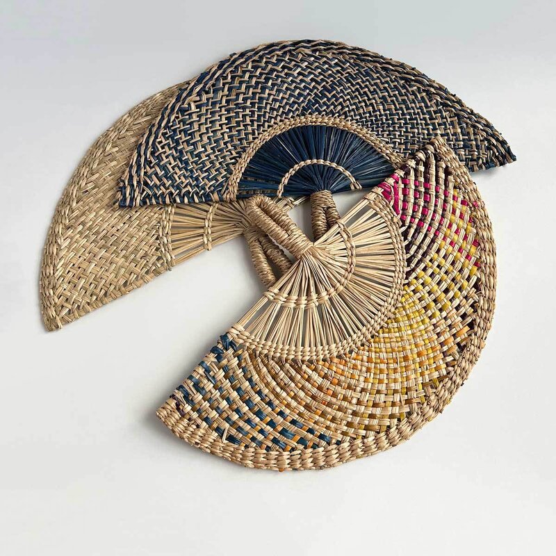 Straw Fan Manufacturer - OEM Hand-woven Decorative Semicircular Cooling Fan