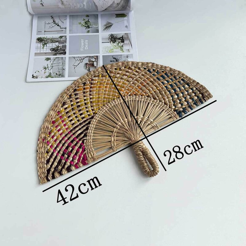Straw Fan Manufacturer - OEM Hand-woven Decorative Semicircular Cooling Fan