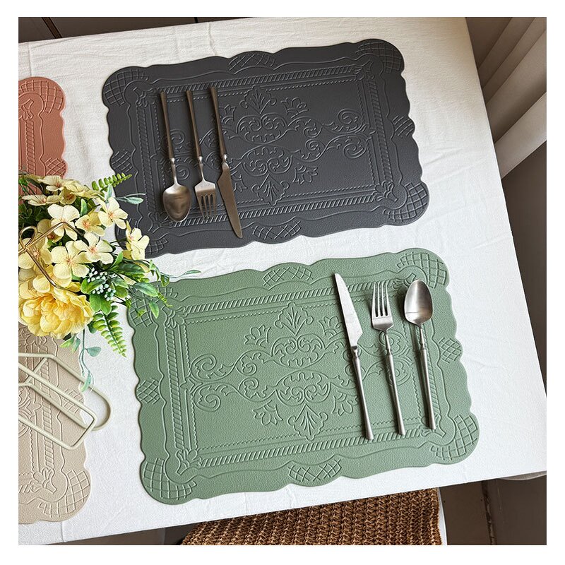 Faux Leather Placemats Factory - OEM Rectangle Nordic Cream Insulated Table Mat