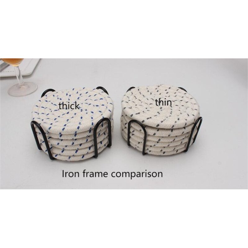 Cotton Rope Coasters Supplier - OEM 6pcs Handmade Braided Coaster Set