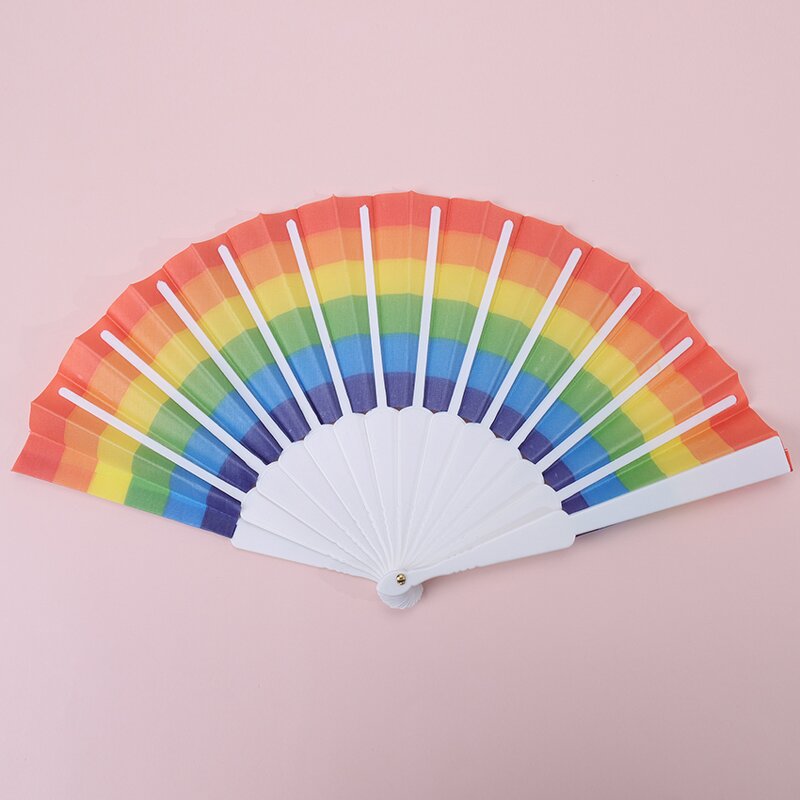 Rainbow Hand Fan Supplier - OEM Party Folding 7 Inch Portable Clack Fan