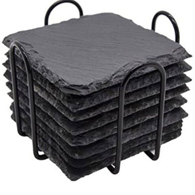 Slate Coasters Supplier - OEM Black Natural Rock Stone Whisky Coaster