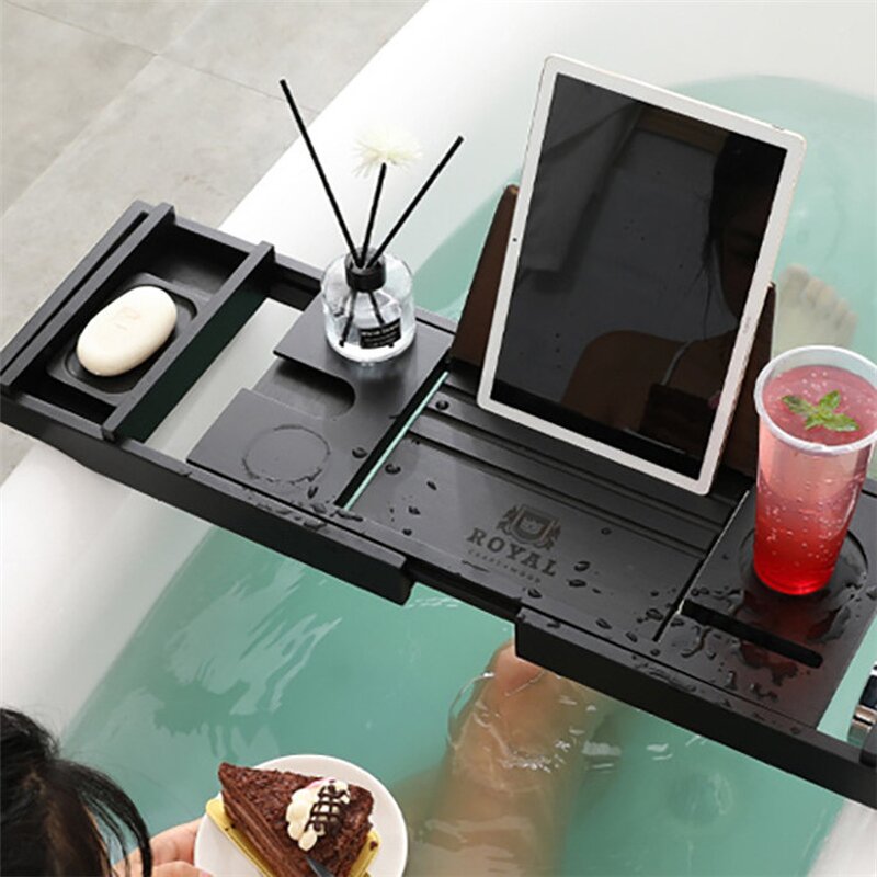 Bamboo Bathtub Tray Manufacturer - OEM Simple Solid Wood Folding Shower Organizer