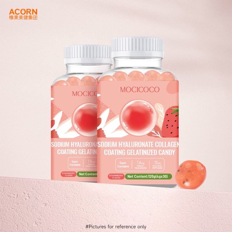 Hyaluronic Acid Marine Collagen Peptides Strawberry Flavor Gummies Fudge for Skin Whitening Face Elasticity Anti Skincare Aging