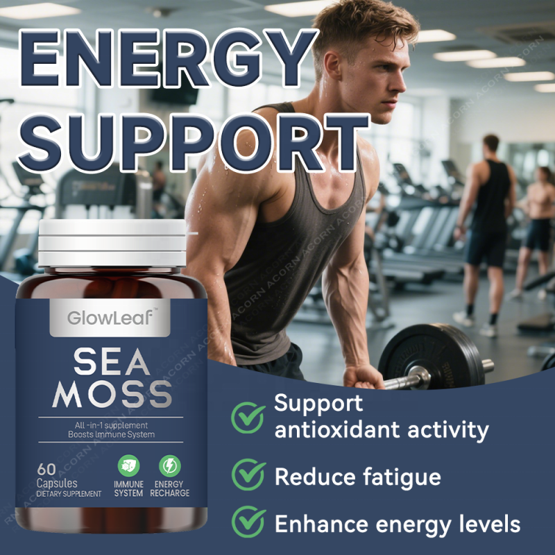 GlowLeaf Sea Moss Capsules OEM Supplement Manufacturer Organic Sea Moss Extract Natural Sea Moss Capsules