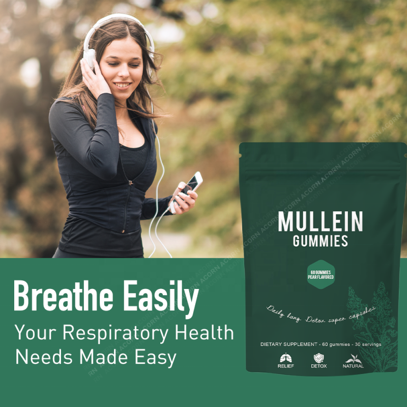 ACORN Lungs Wellness Pear Flavor Support Mullein Leaf Herbal Extract Gummy Supplement Mullein Gummies