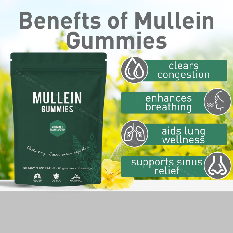 ACORN Lungs Wellness Pear Flavor Support Mullein Leaf Herbal Extract Gummy Supplement Mullein Gummies