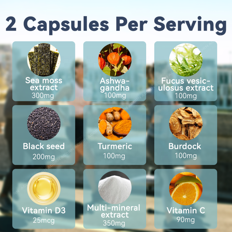 GlowLeaf Sea Moss Capsules OEM Supplement Manufacturer Organic Sea Moss Extract Natural Sea Moss Capsules