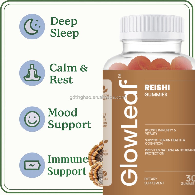 GlowLeaf Herbal Supplements Gummies Health Supplement Gummy Candies Reishi Mushroom Gummies