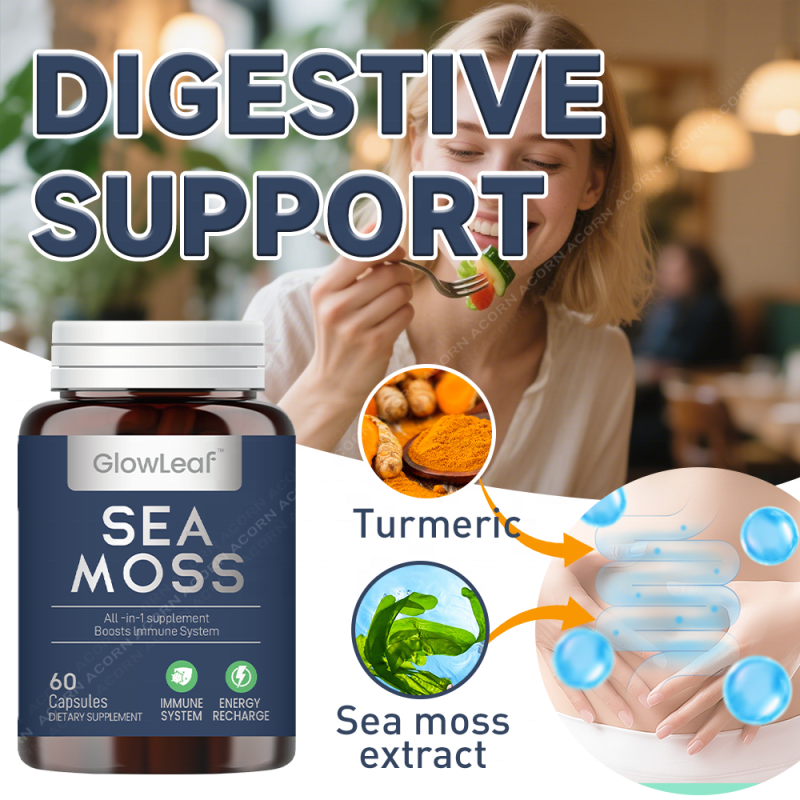 GlowLeaf Sea Moss Capsules OEM Supplement Manufacturer Organic Sea Moss Extract Natural Sea Moss Capsules
