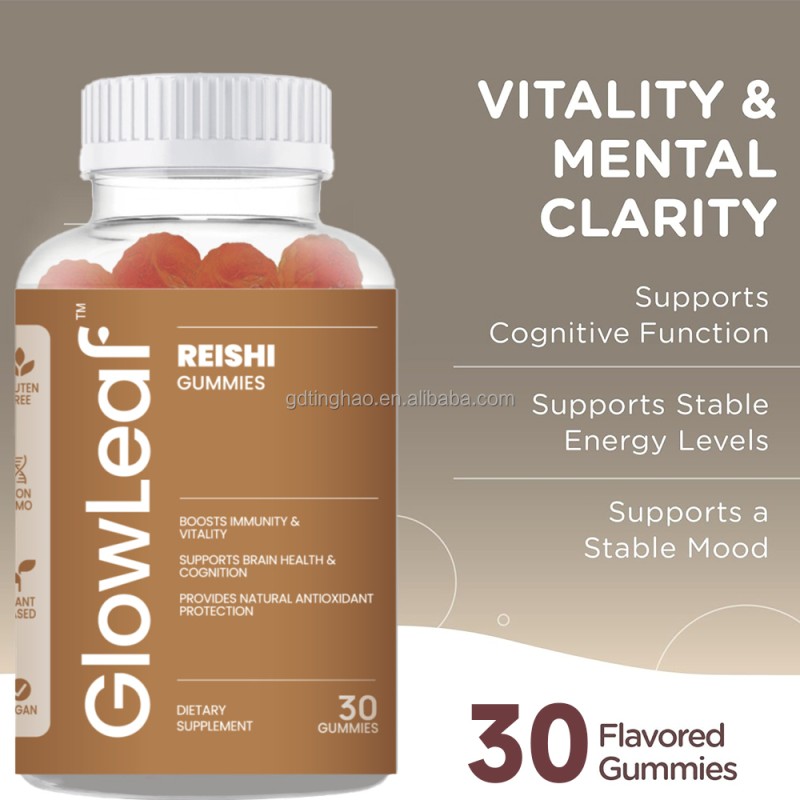 GlowLeaf Herbal Supplements Gummies Health Supplement Gummy Candies Reishi Mushroom Gummies