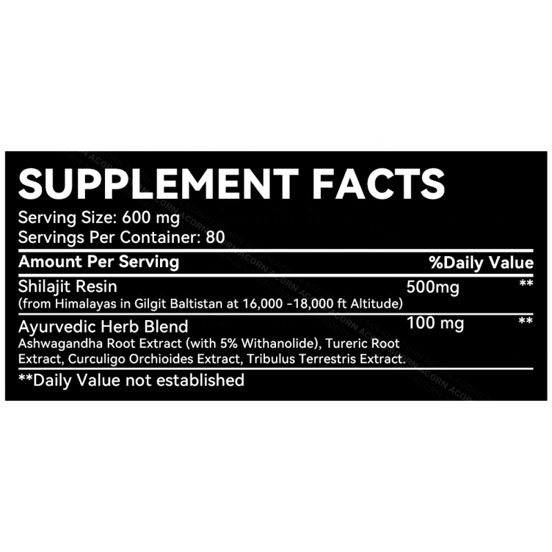 ACORN OEM/ODM Naturel Himalayan Shilajit Resin 60% Fulvic Acid Energy Muscle Support Pure Shilajit Resin